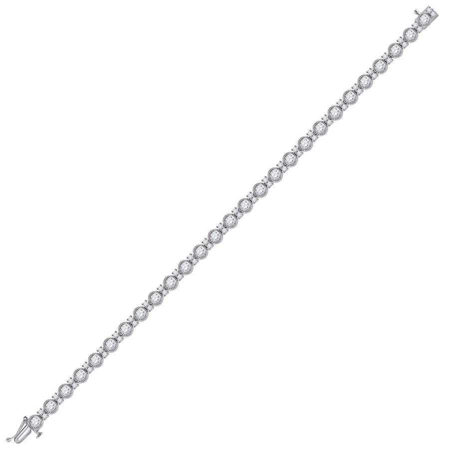 14kt White Gold Womens Round Diamond Statement Tennis Bracelet 4 Cttw