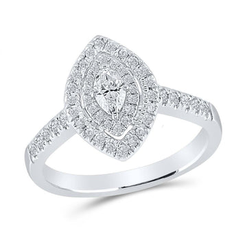 14kt White Gold Marquise Diamond Halo Bridal Wedding Engagement Ring 1/2 Cttw