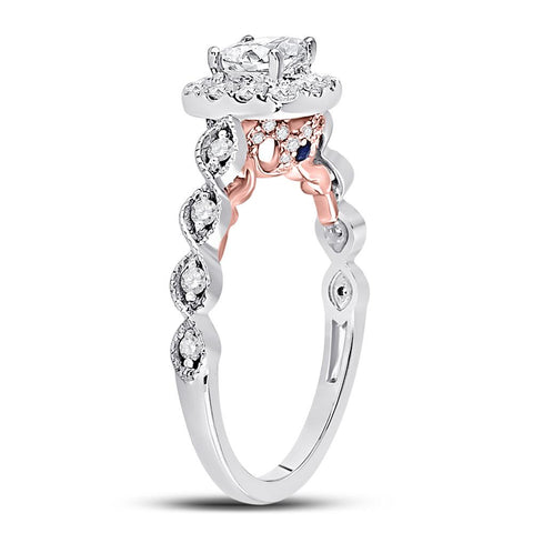 14kt Two-tone Gold Princess Diamond Solitaire Bridal Wedding Engagement Ring 3/4 Cttw