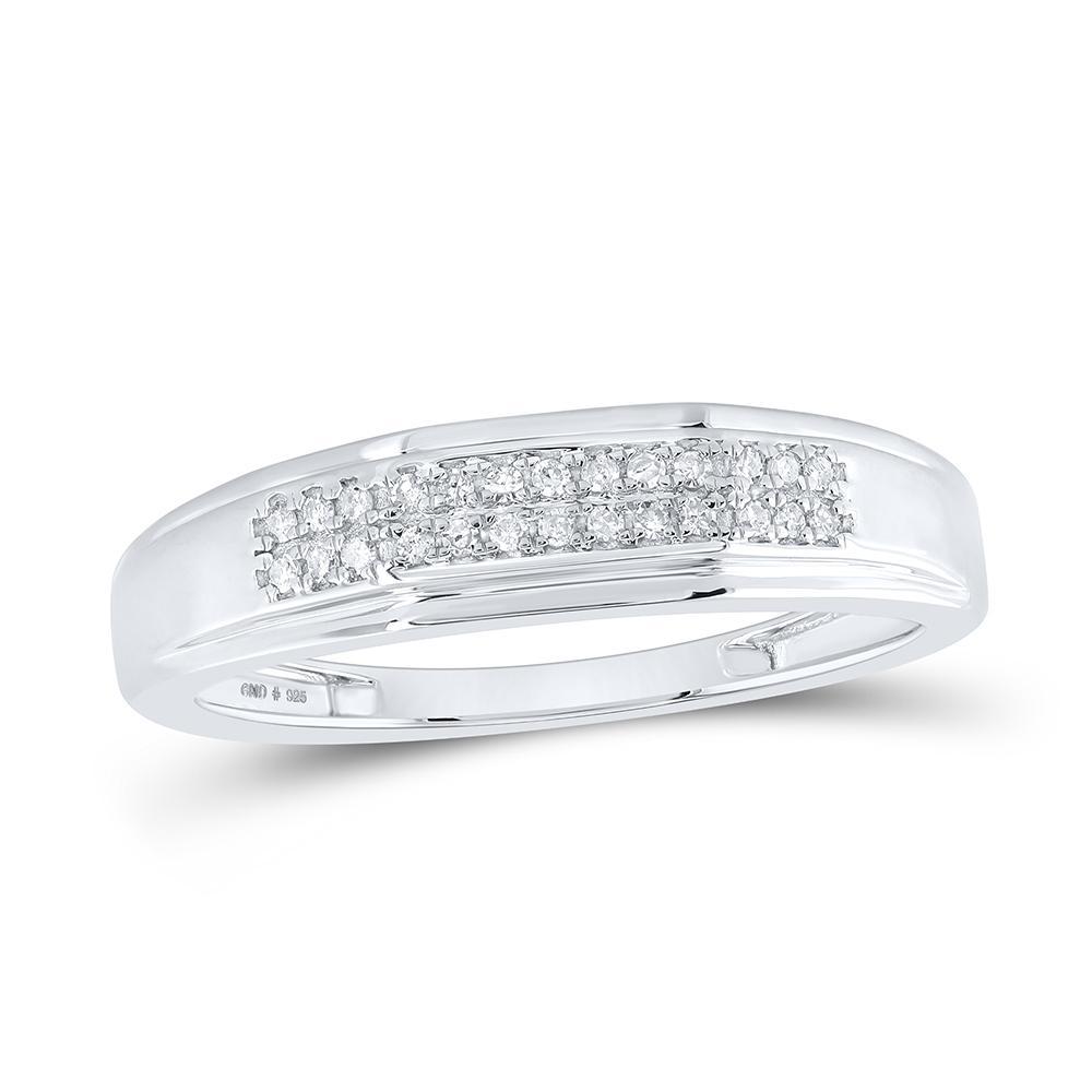 Sterling Silver His Hers Round Diamond Cluster Matching Wedding Set 3/8 Cttw