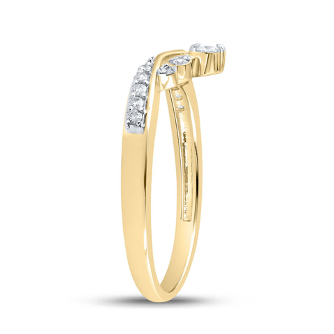 10kt Yellow Gold Womens Round Diamond Chevron Band Ring 1/8 Cttw