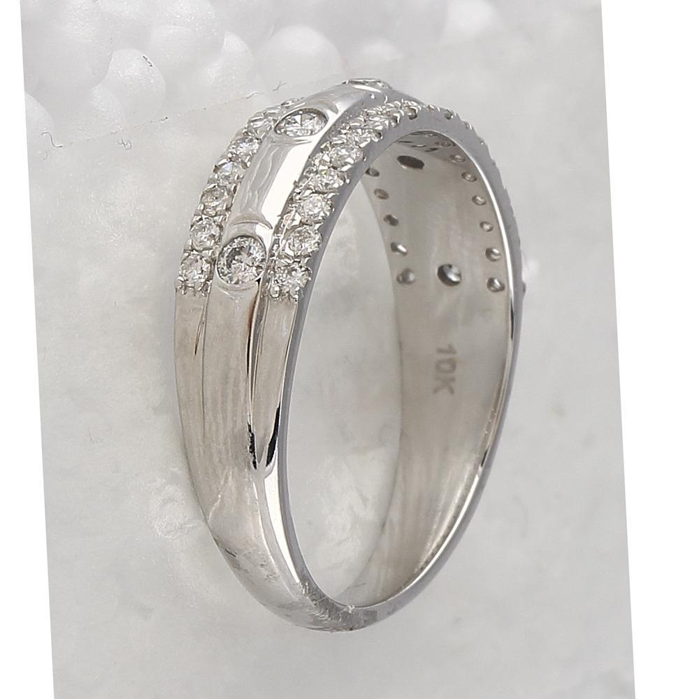 10kt White Gold Womens Round Diamond Anniversary Ring 1/2 Cttw