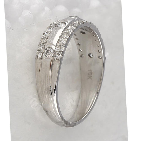 10kt White Gold Womens Round Diamond Anniversary Ring 1/2 Cttw