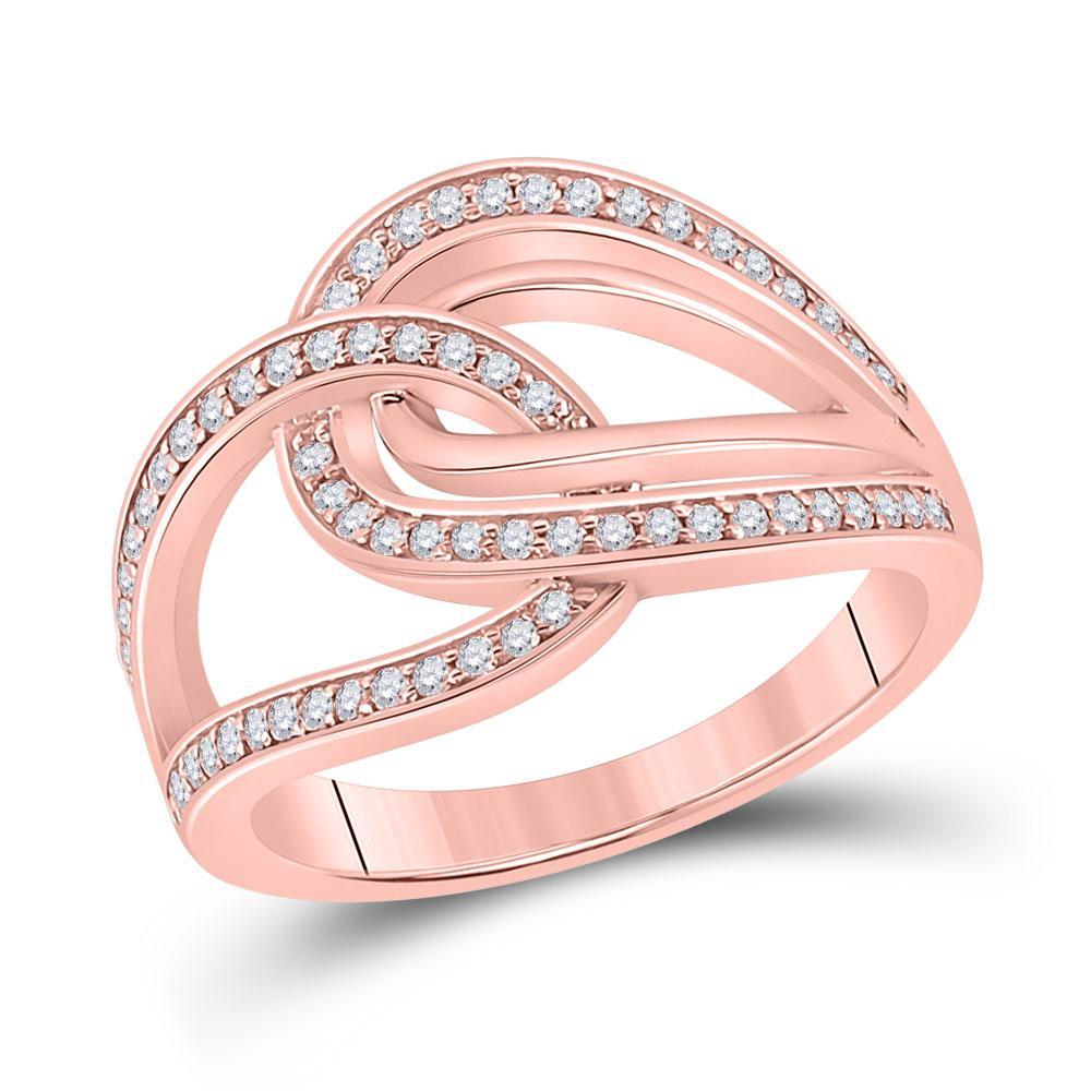 14kt Rose Gold Womens Round Diamond Linked Loop Fashion Ring 1/3 Cttw