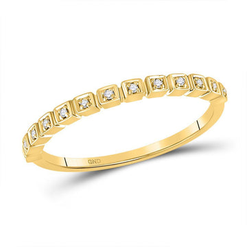 10kt Yellow Gold Womens Round Diamond Stackable Band Ring 1/20 Cttw