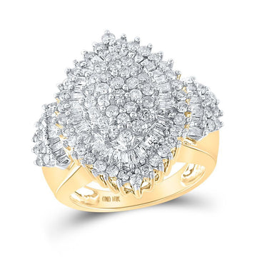 10kt Yellow Gold Womens Round Diamond Oval Cluster Ring 2 Cttw