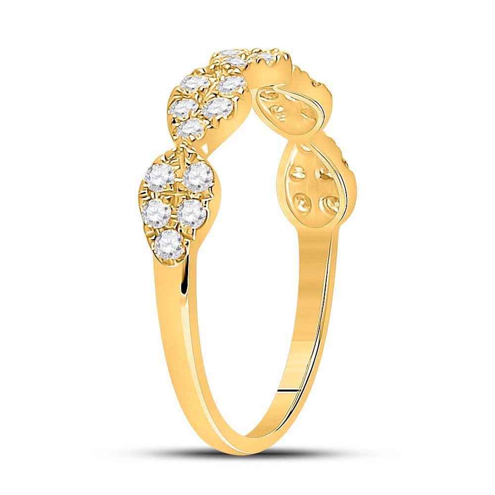 10kt Yellow Gold Womens Round Diamond Teardrop Stackable Band Ring 1/3 Cttw