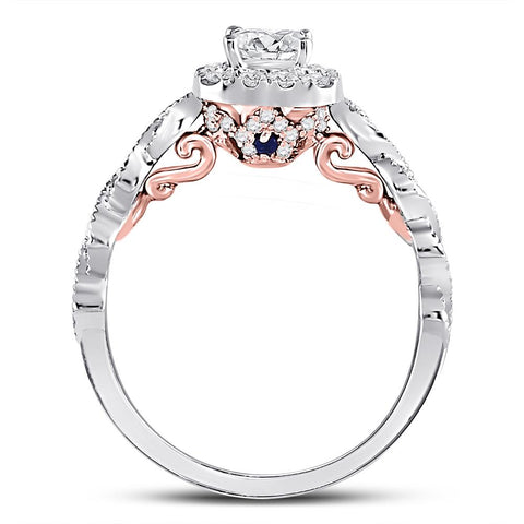 14kt Two-tone Gold Princess Diamond Solitaire Bridal Wedding Engagement Ring 3/4 Cttw