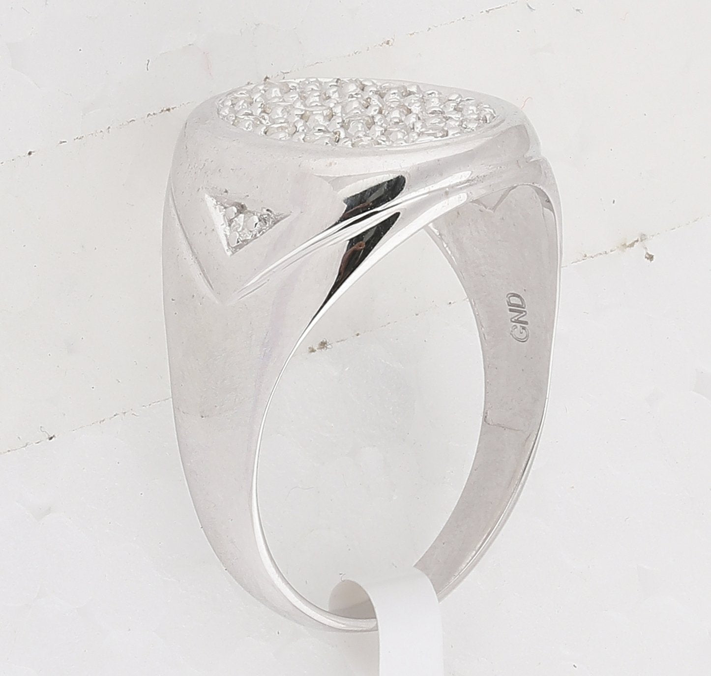 14kt White Gold Mens Round Diamond Oval Cluster Ring 1/4 Cttw