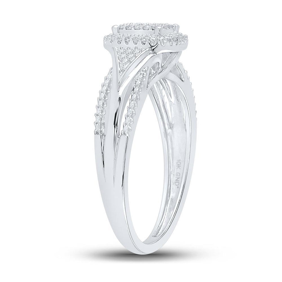 10kt White Gold Round Diamond Cluster Bridal Wedding Engagement Ring 1/10 Cttw