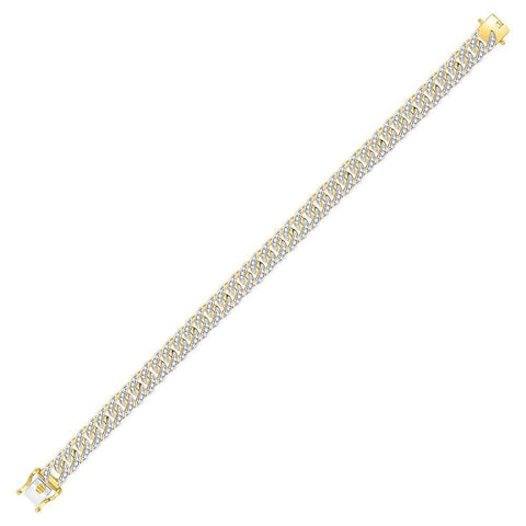 10kt Yellow Gold Mens Round Diamond Cuban Link Bracelet 1-3/4 Cttw