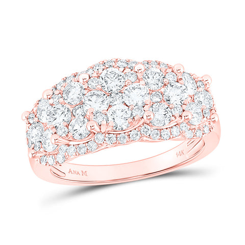 14kt Rose Gold Womens Round Diamond Vintage-inspired Fashion Ring 2 Cttw
