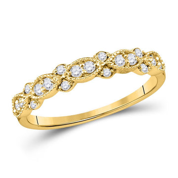 10kt Yellow Gold Womens Round Diamond Stackable Band Ring 1/4 Cttw