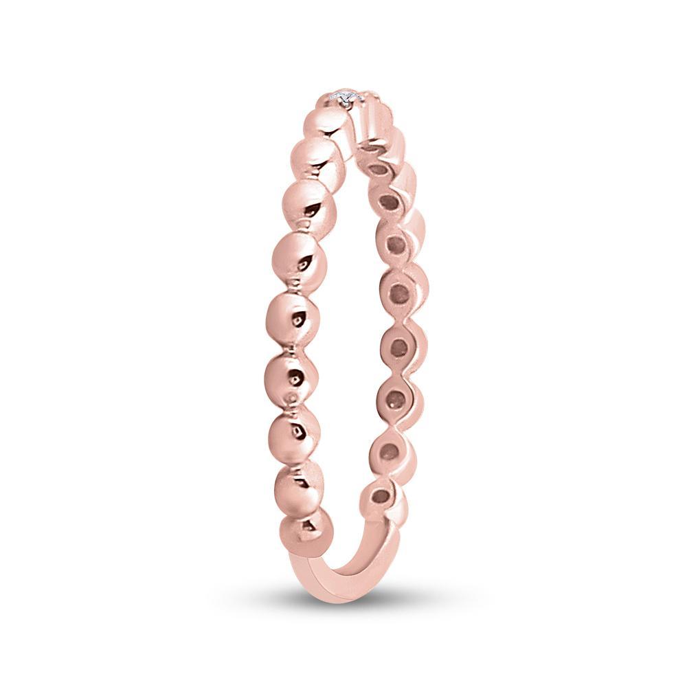 10kt Rose Gold Womens Round Diamond 2-Stone Stackable Band Ring .03 Cttw