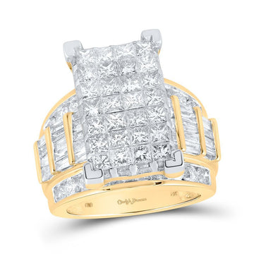 14kt Yellow Gold Princess Diamond Cluster Bridal Wedding Engagement Ring 5 Cttw