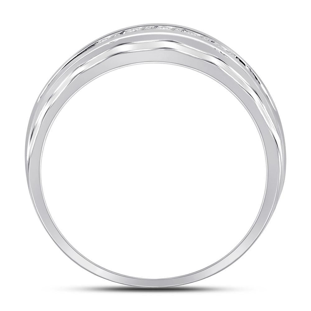 10kt White Gold Mens Round Diamond Wedding Band Ring 1/4 Cttw