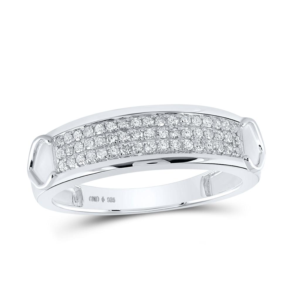 Sterling Silver His Hers Round Diamond Cluster Matching Wedding Set 3/4 Cttw