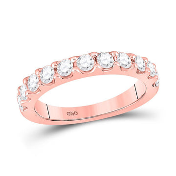 14kt Rose Gold Womens Round Diamond Wedding Single Row Band 7/8 Cttw