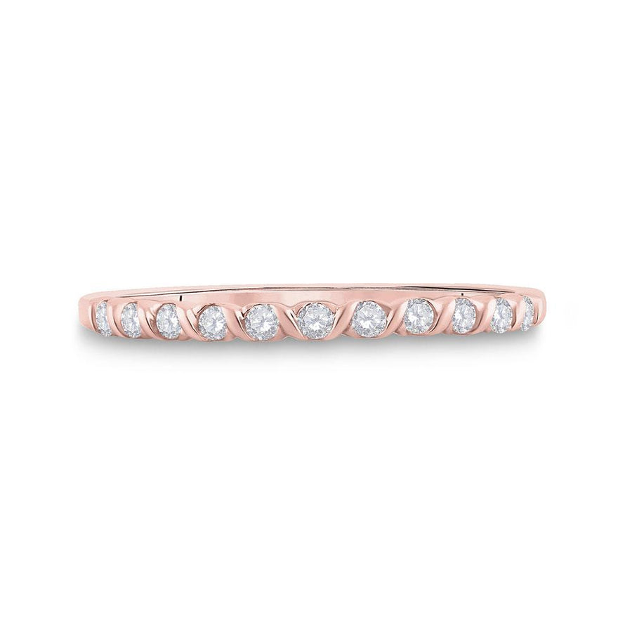 10kt Rose Gold Womens Round Diamond Stackable Band Ring 1/6 Cttw