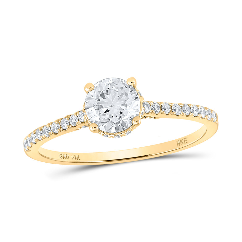 14kt Yellow Gold Round Diamond Solitaire Bridal Wedding Engagement Ring 1 Cttw