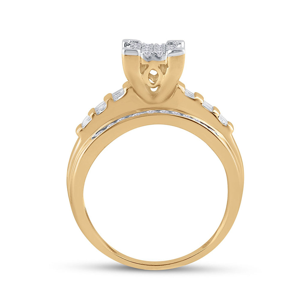 10kt Yellow Gold Round Diamond Cluster Bridal Wedding Engagement Ring 1/2 Cttw