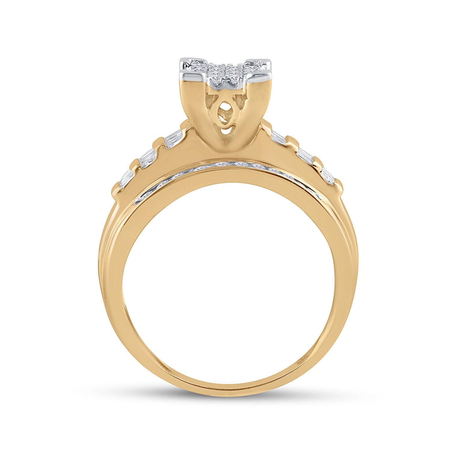 10kt Yellow Gold Round Diamond Cluster Bridal Wedding Engagement Ring 1/2 Cttw