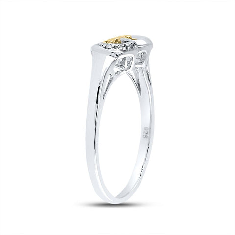 Sterling Silver Womens Round Diamond Mom Heart Ring .02 Cttw