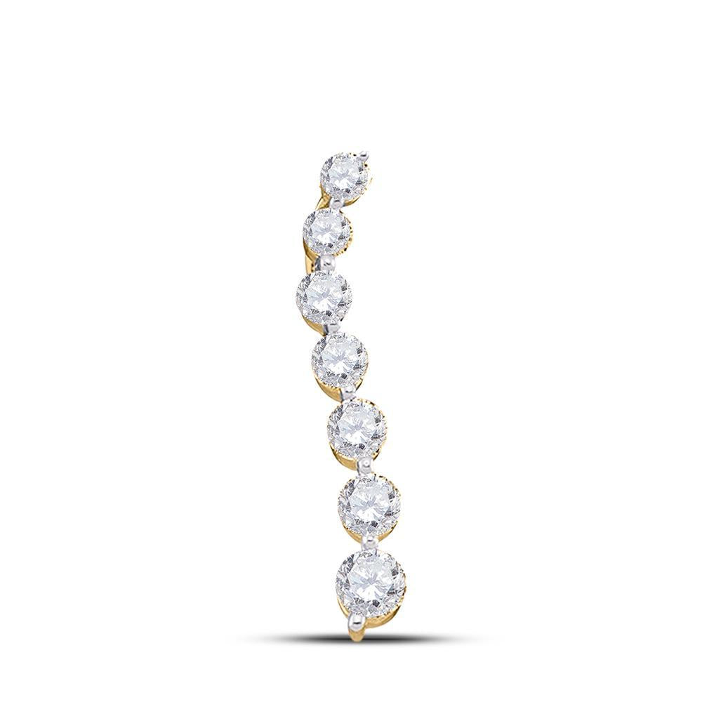 10kt Yellow Gold Womens Round Diamond Graduated Journey Pendant 1/4 Cttw