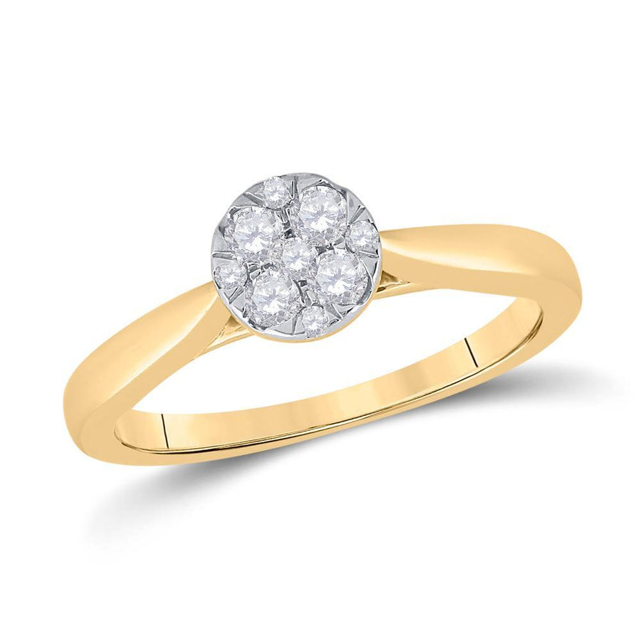 14kt Yellow Gold Round Diamond Larissa Cluster Bridal Wedding Engagement Ring 1/4 Cttw