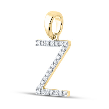 10kt Yellow Gold Womens Round Diamond Z Initial Letter Pendant 1/5 Cttw