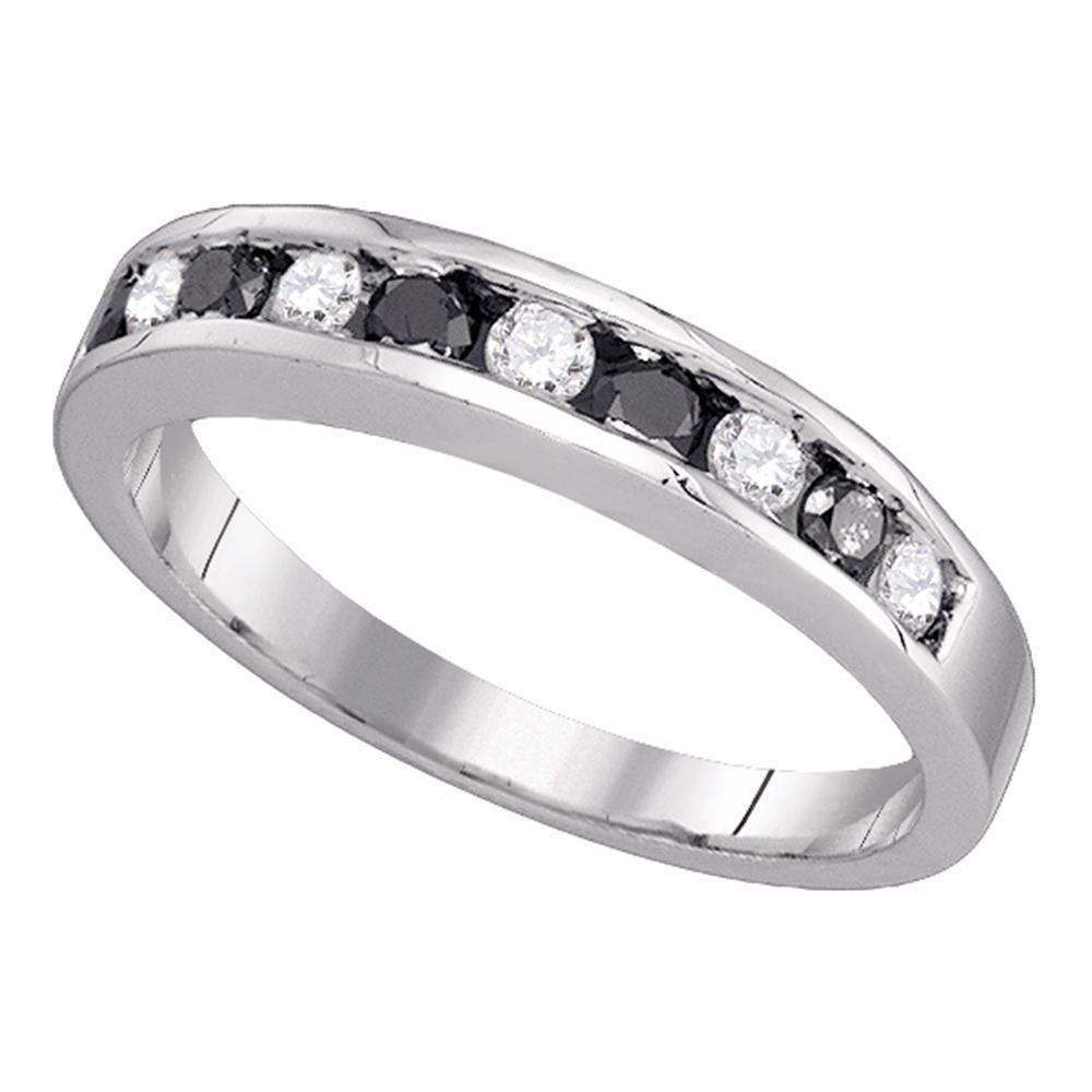 10kt White Gold Womens Round Blue Color Enhanced Diamond Band Ring 1/2 Cttw