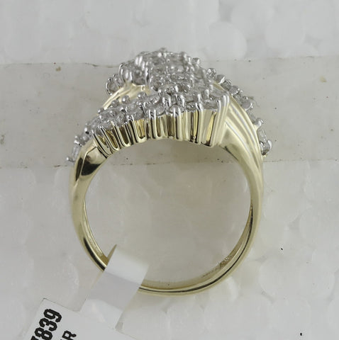 10kt Yellow Gold Womens Round Diamond Cluster Ring 2 Cttw