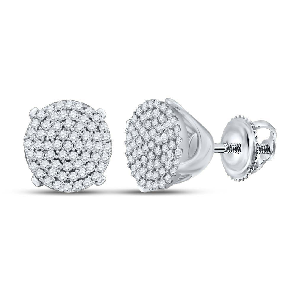 10kt White Gold Womens Round Diamond Cluster Earrings 1/3 Cttw