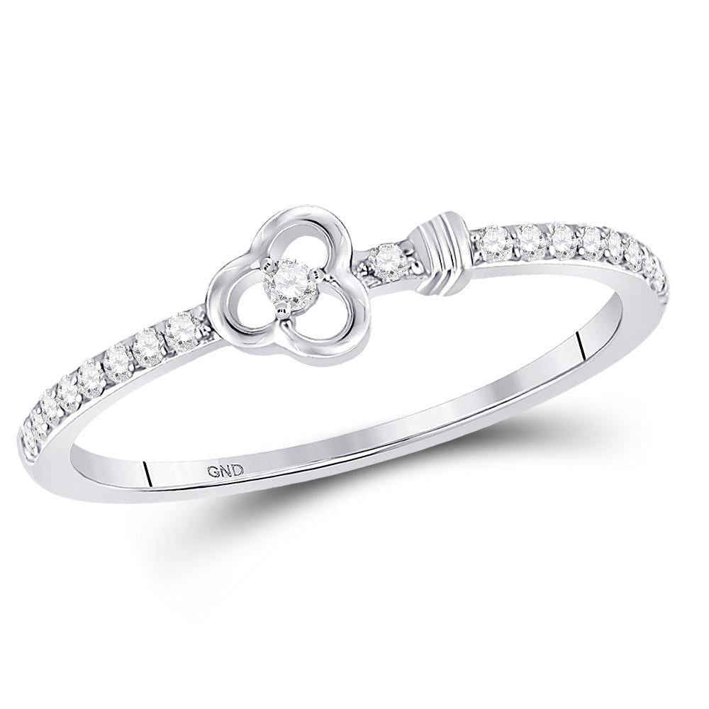 10kt White Gold Womens Round Diamond Spade Stackable Band Ring 1/6 Cttw