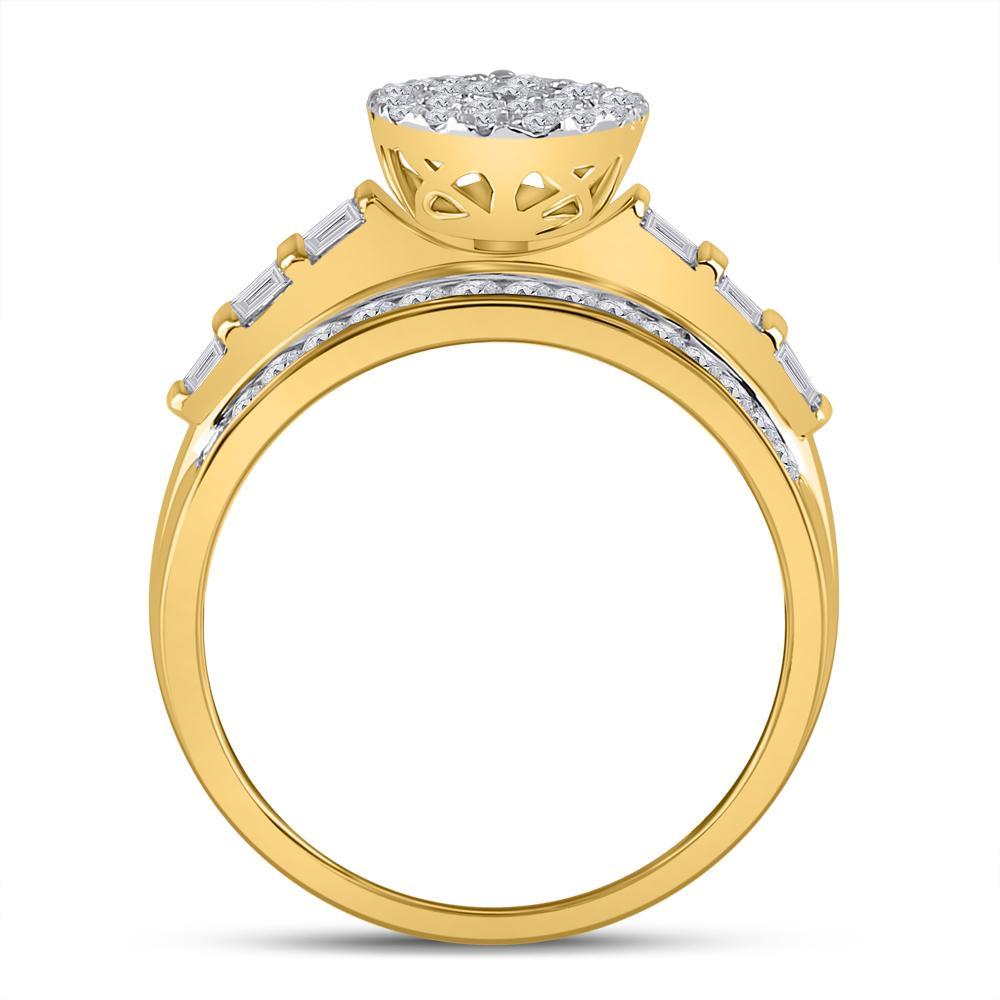 10kt Yellow Gold Round Diamond Teardrop Bridal Wedding Engagement Ring 1 Cttw