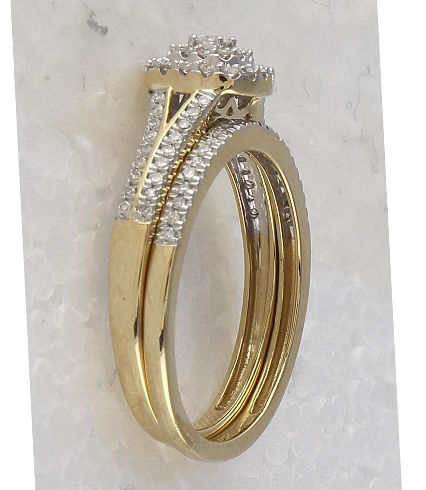 10kt Yellow Gold Round Diamond Bridal Wedding Ring Band Set 1/3 Cttw