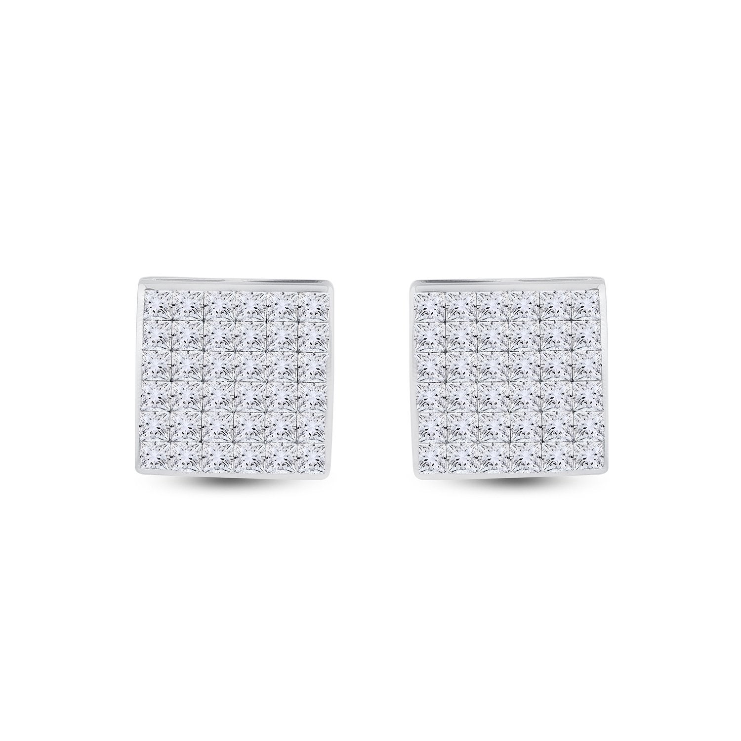 14kt White Gold Womens Princess Diamond Square Earrings 1-1/2 Cttw