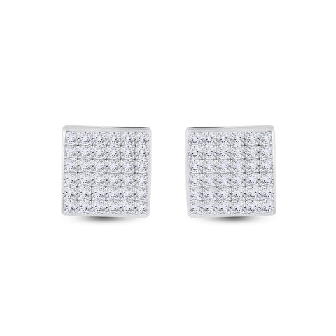 14kt White Gold Womens Princess Diamond Square Earrings 1-1/2 Cttw