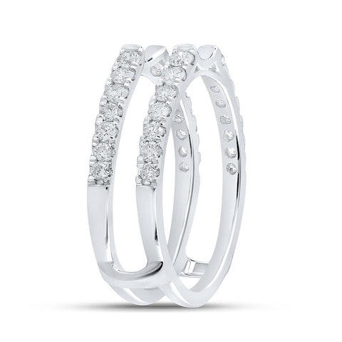 14kt White Gold Womens Round Diamond Wrap Enhancer Wedding Band 5/8 Cttw