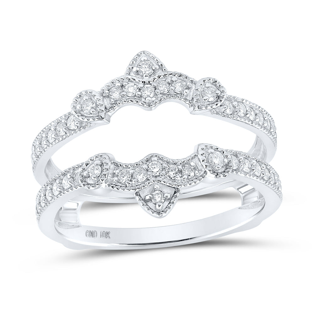 10kt White Gold Womens Round Diamond Wrap Enhancer Wedding Band 1/3 Cttw