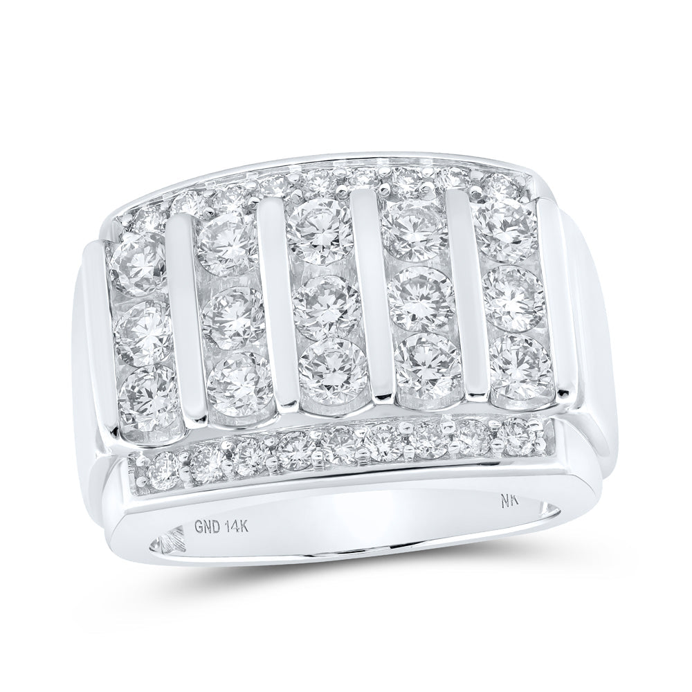 14kt White Gold Mens Round Diamond Band Ring 3 Cttw