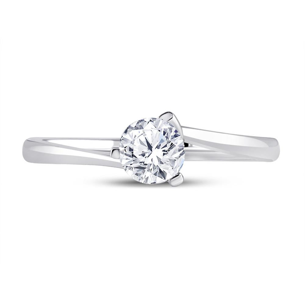 14kt White Gold Womens Round Diamond Solitaire Bridal Wedding Engagement Ring 1/2 Cttw