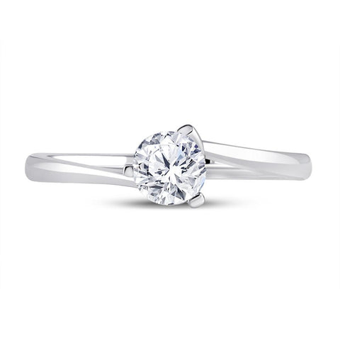 14kt White Gold Womens Round Diamond Solitaire Bridal Wedding Engagement Ring 1/2 Cttw