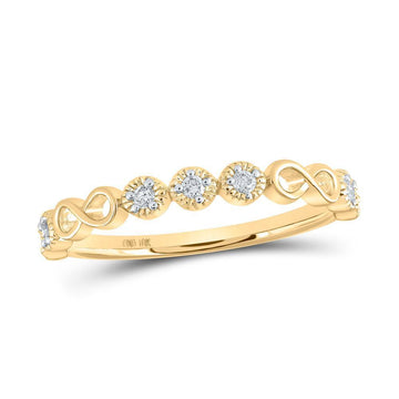 10kt Yellow Gold Womens Round Diamond Infinity Ring 1/8 Cttw