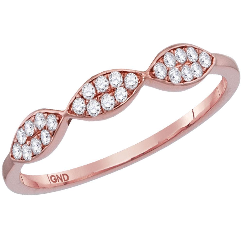 14kt Rose Gold Womens Round Diamond Oval Stackable Band Ring 1/8 Cttw