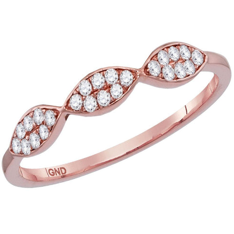 14kt Rose Gold Womens Round Diamond Oval Stackable Band Ring 1/8 Cttw