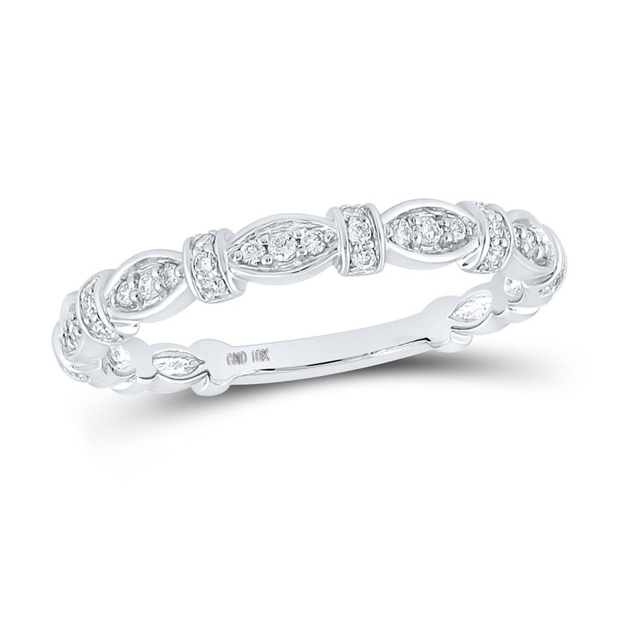 10kt White Gold Womens Round Diamond Stackable Band Ring 1/6 Cttw