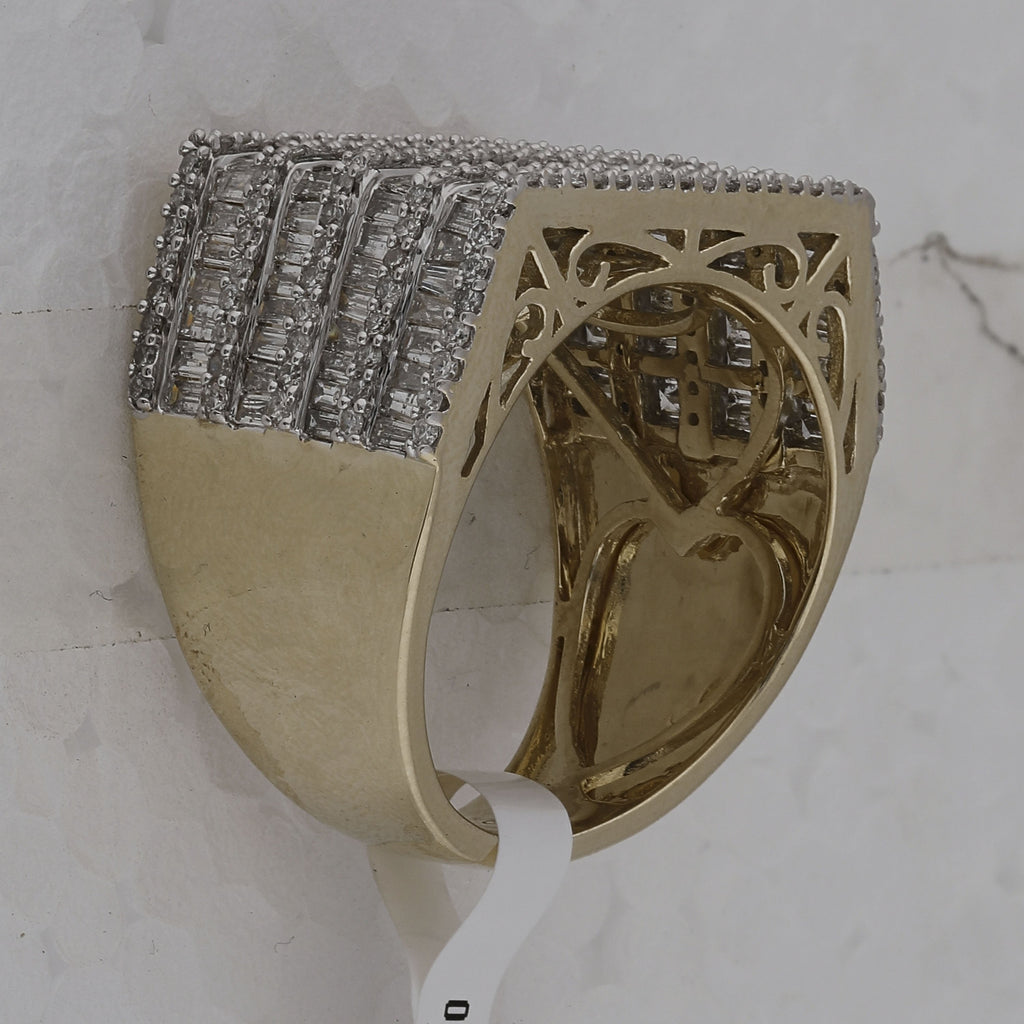 10kt Yellow Gold Mens Baguette Diamond Flat Top Fashion Ring 3 Cttw