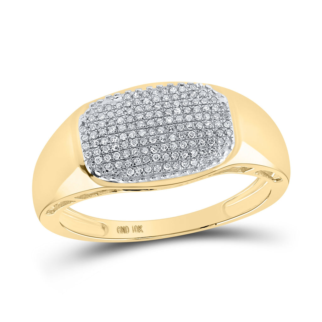 10kt Yellow Gold Mens Round Diamond Cluster Ring 1/4 Cttw