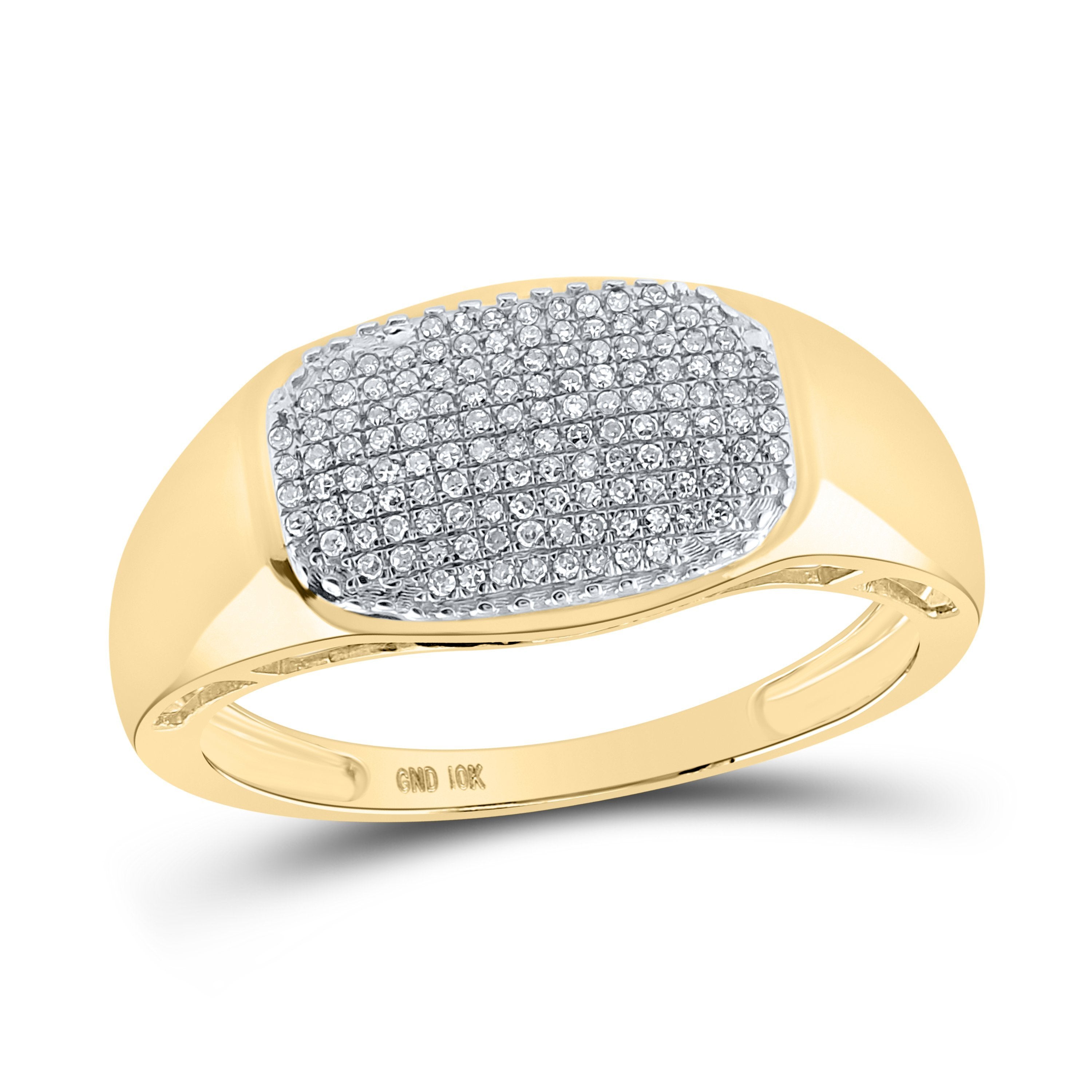 10kt Yellow Gold Mens Round Diamond Cluster Ring 1/4 Cttw